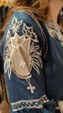 Deep Navy Kurta Set with Fabric Applique & Pearl Hand Embroidery