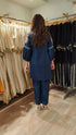 Deep Navy Kurta Set with Fabric Applique & Pearl Hand Embroidery