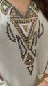 Ivory Metallic Embroidered High-Low Kurta Pant Set with Tassels