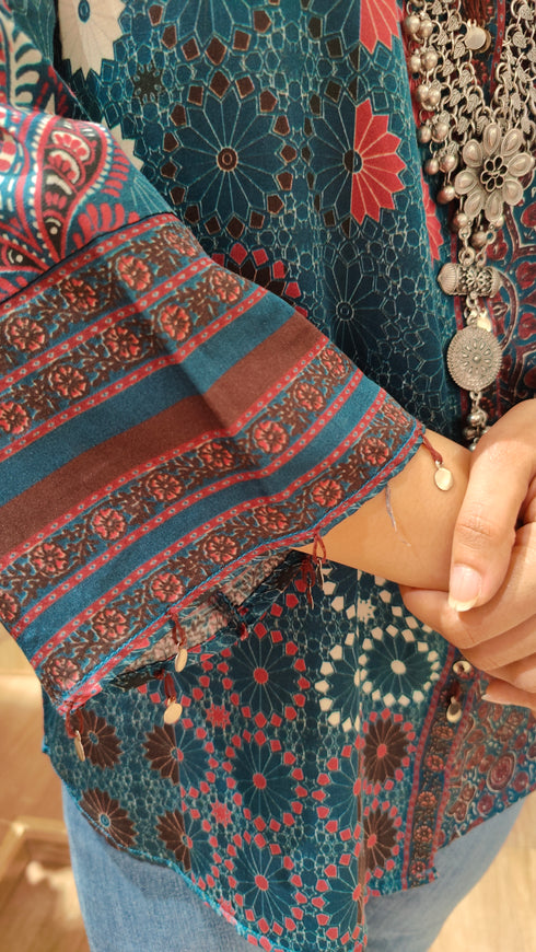 Indigo Mul Satin Shirt