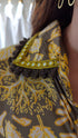 Yellow Tree Motif High Low Midi Dress