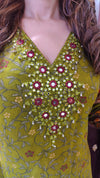 Mehendi Mirror Work Floral Coord Set