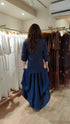 Deep Navy Embroidered Drape Skirt Set
