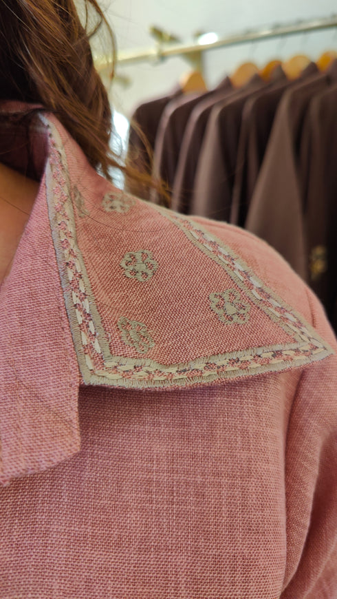 Blush Pink Embroidered Drape Skirt Set
