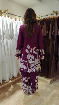 Plum Purple Floral Print Coord Set - view 9