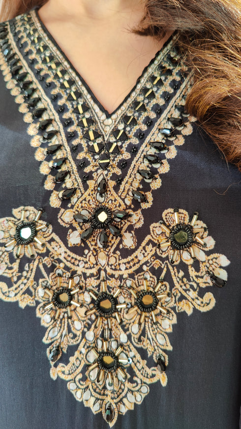 Black And White Striped Sharara Set