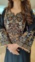 Jet Black Embroidered Kurta Set with Tassel