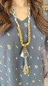 Grey Asymmetric 4 piece Kaftan Coord Set with Camisole & Neckpiece