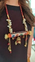 Black Maroon 4 piece Kaftan Coord Set with Camisole & Neckpiece