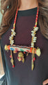 Black Maroon 4 piece Kaftan Coord Set with Camisole & Neckpiece