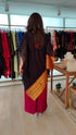 Black Maroon 4 piece Kaftan Coord Set with Camisole & Neckpiece