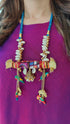 Magenta and Blue 4 piece Kaftan Coord Set with Camisole & Neckpiece