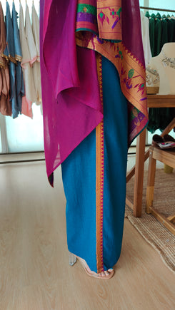 Magenta and Blue 4 piece Kaftan Coord Set with Camisole & Neckpiece - view 7