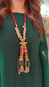 Bottle Green 4 piece Kaftan Coord Set with Camisole & Neckpiece