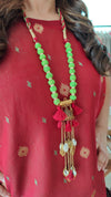 Maroon Banarasi Jamdani 4 piece Kaftan Coord Set with Camisole & Neckpiece