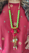 Maroon Banarasi Jamdani 4 piece Kaftan Coord Set with Camisole & Neckpiece