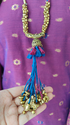 Purple Banarasi Jamdani 4 piece Kaftan Coord Set with Camisole & Neckpiece