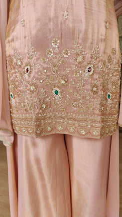 Peach Shimmer Tissue Sharara Set