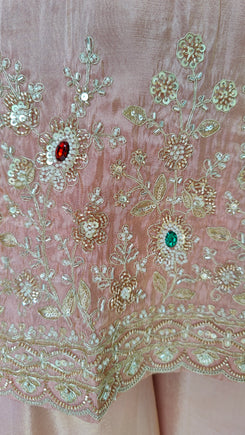 Peach Shimmer Tissue Sharara Set