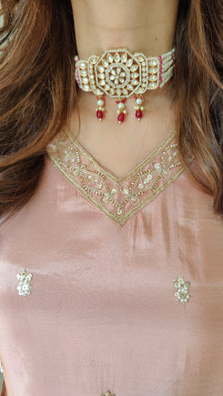 Peach Shimmer Tissue Sharara Set
