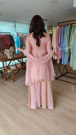 Peach Shimmer Tissue Sharara Set