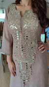 Champagne Long Yoke Kaftan Dress