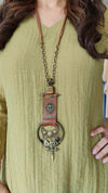 Olive Green Coord Set With Handmade Necklace