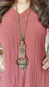Rust Coord Set With Handmade Necklace