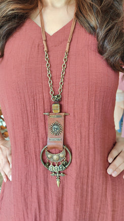 Rust Coord Set With Handmade Necklace