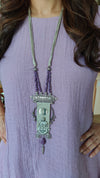Lavender Purple Coord Set With Handmade Necklace