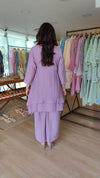 Lavender Purple Coord Set With Handmade Necklace