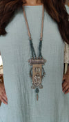 Pastel Blue Coord Set With Handmade Necklace