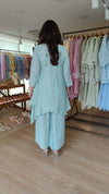 Pastel Blue Coord Set With Handmade Necklace