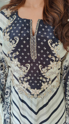 Black and White Kaftan With Pant