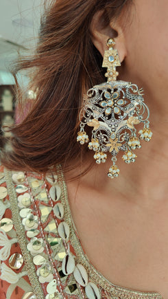 Silver And Gold Dual Tone Flower Earring