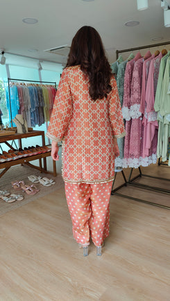 Rust Embroidered Farshi Set