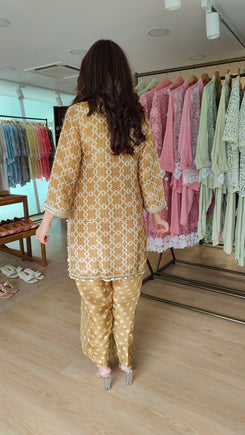 Mustard Embroidered Farshi Set