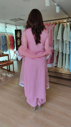 Pink 3D Cutwork Three Piece Set