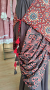 Brown Dress With Detachable Reversible Scarf Dupatta