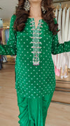Bandhini Green Embroidered Dhoti Skirt Set
