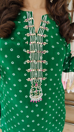 Bandhini Green Embroidered Dhoti Skirt Set
