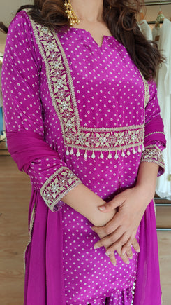 Purple Bandhini Dhoti Set