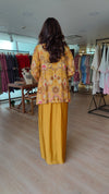 Hand Embroidered Mustard Jacket & Dress