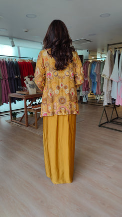 Hand Embroidered Mustard Jacket & Dress