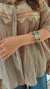 Grey Metallic Embroidered Shirt