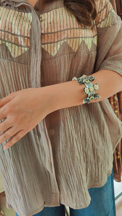 Grey Metallic Embroidered Shirt