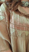 Beige Metallic Embroidered Shirt