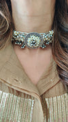 Beige Metallic Embroidered Shirt