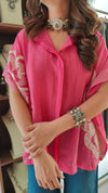 Pink Thread Embroidered Shirt