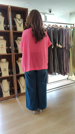 Pink Thread Embroidered Shirt
